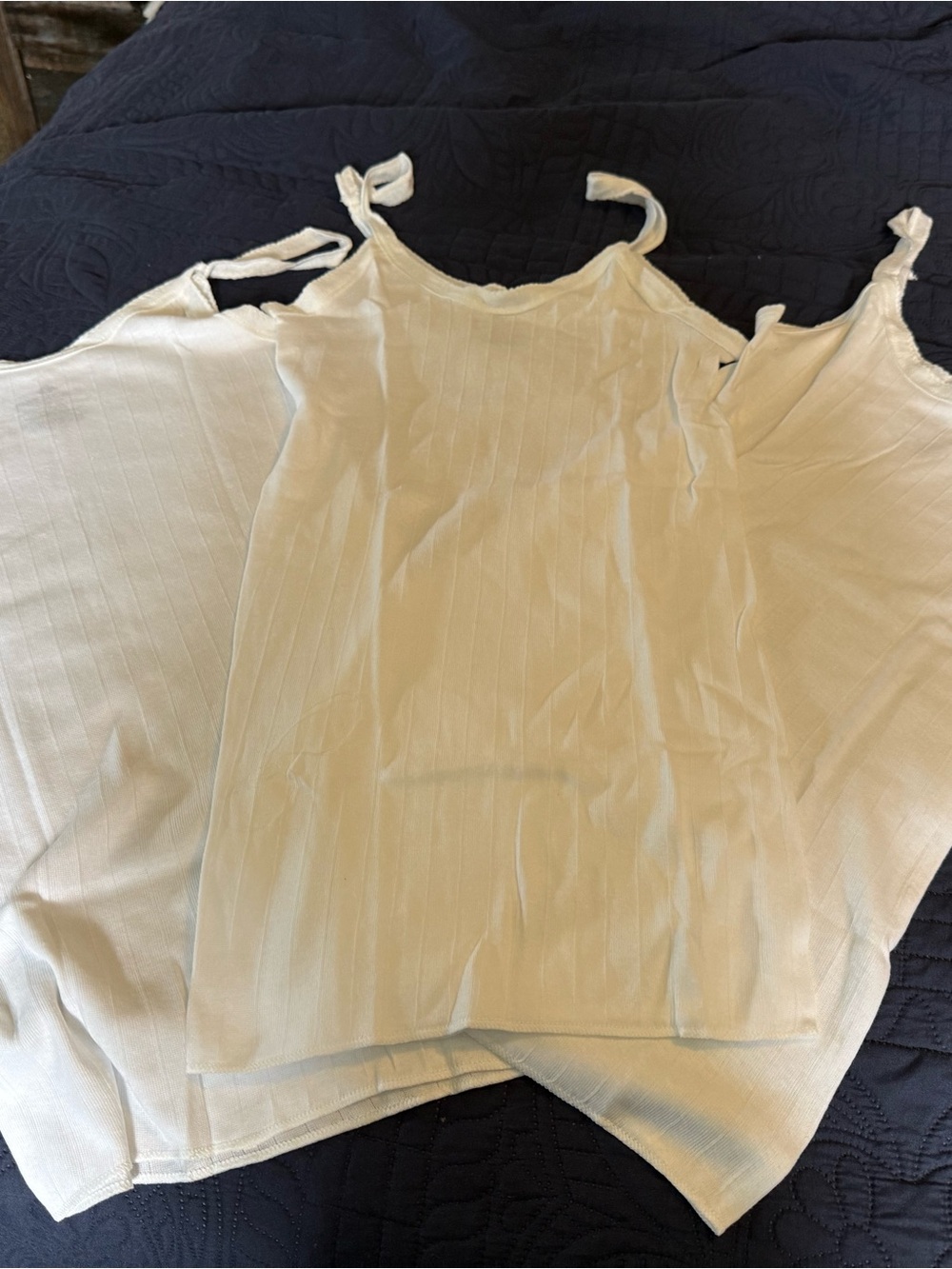 Women’s White Ribbed Undershirts - Set of 3, Size Medium